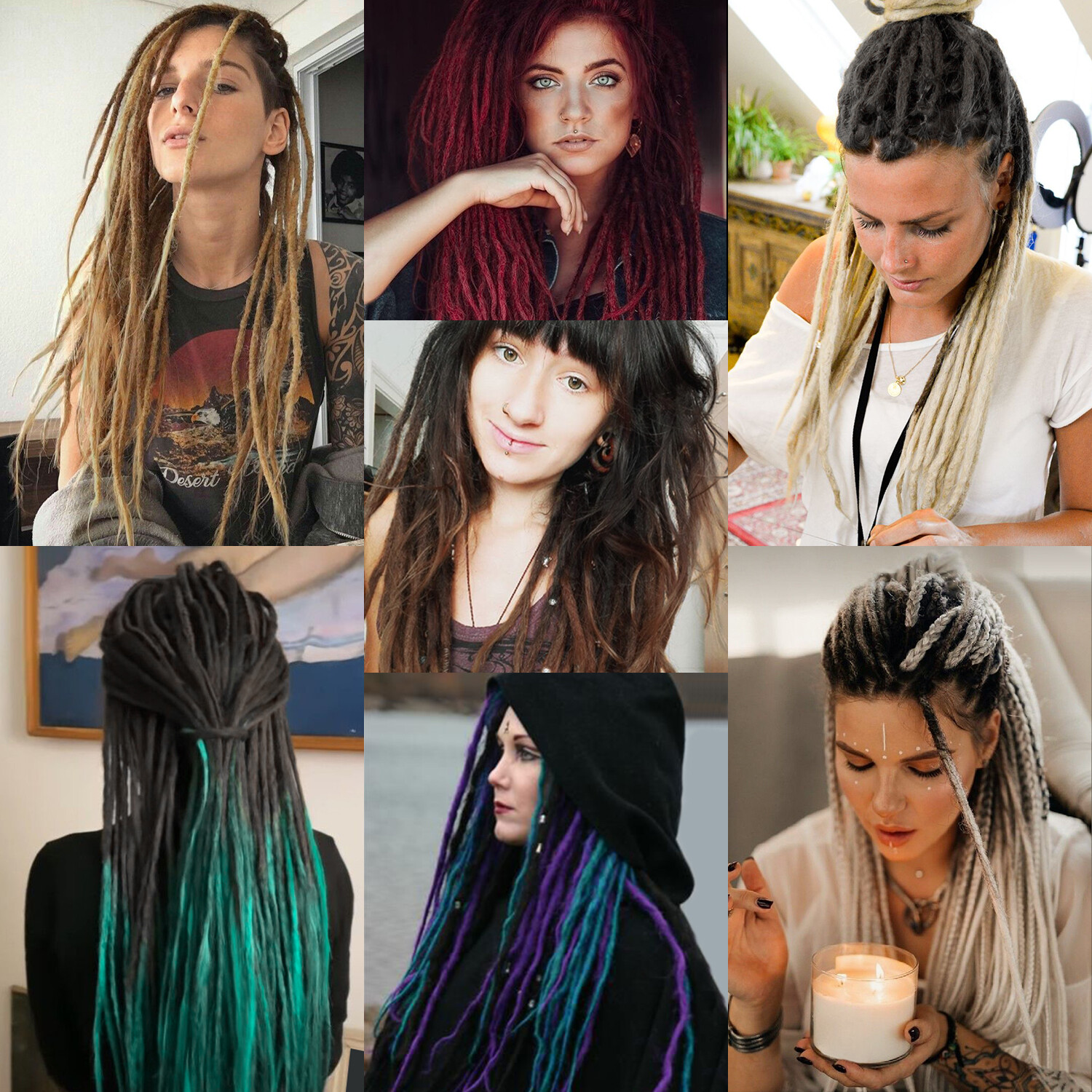 24″ Ombre Soft Dreadlocks Thin 0.6cm Handmade Dreads Loc Hippie Dreads Extension