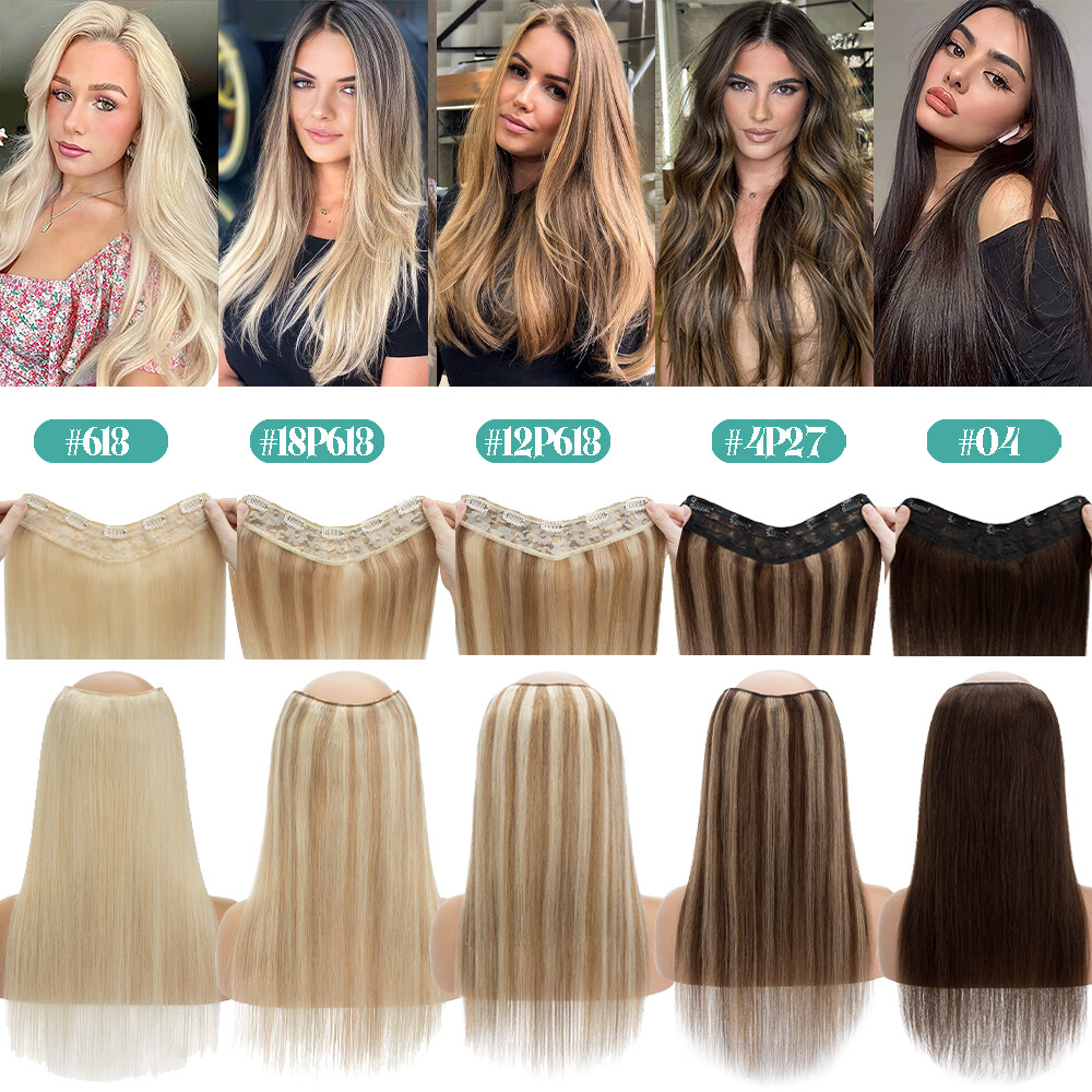 Thick V-Shape One Piece Clip In Highlight Remy Human Hair Extensions Full Head