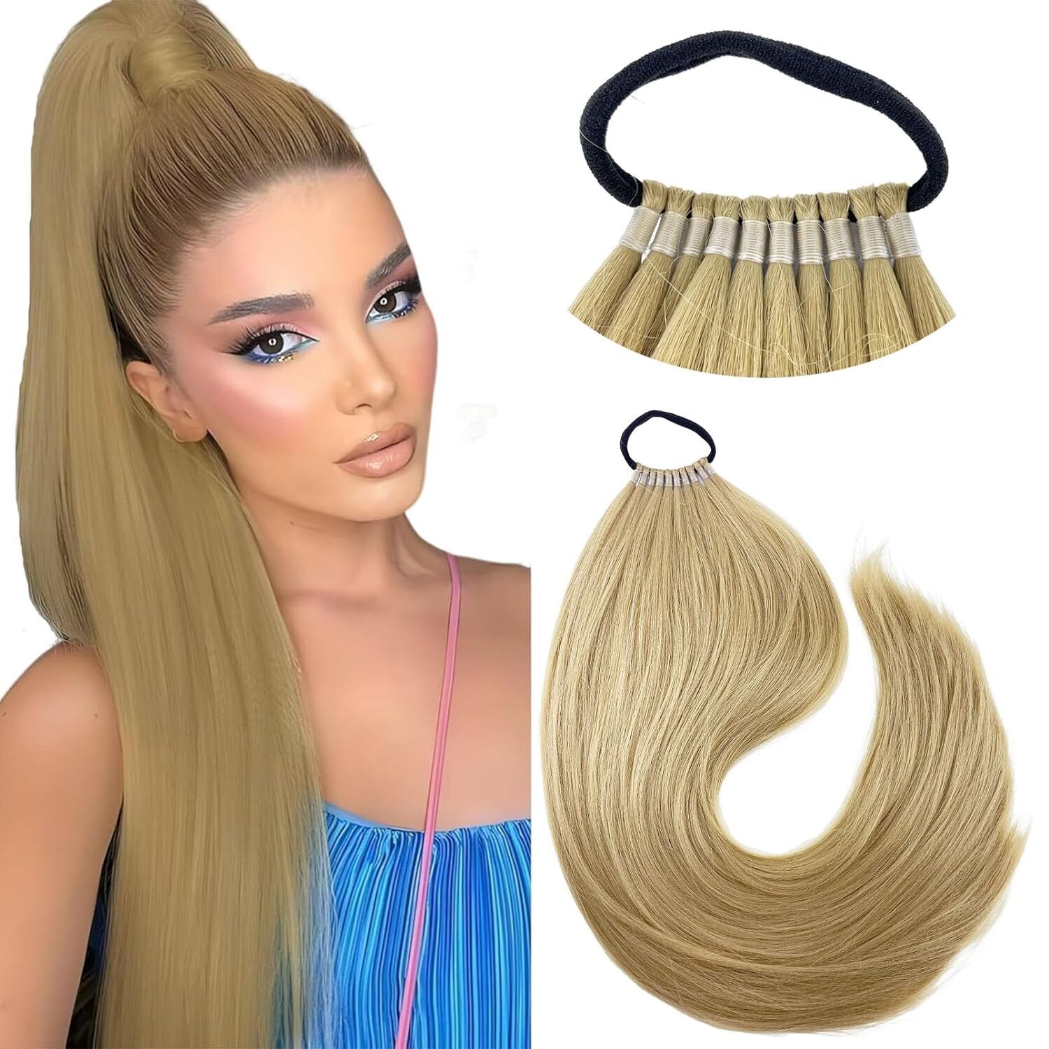 Ponytail Extension Warp Around Pony Tail with Hair Tie 24inch Long Synthetic