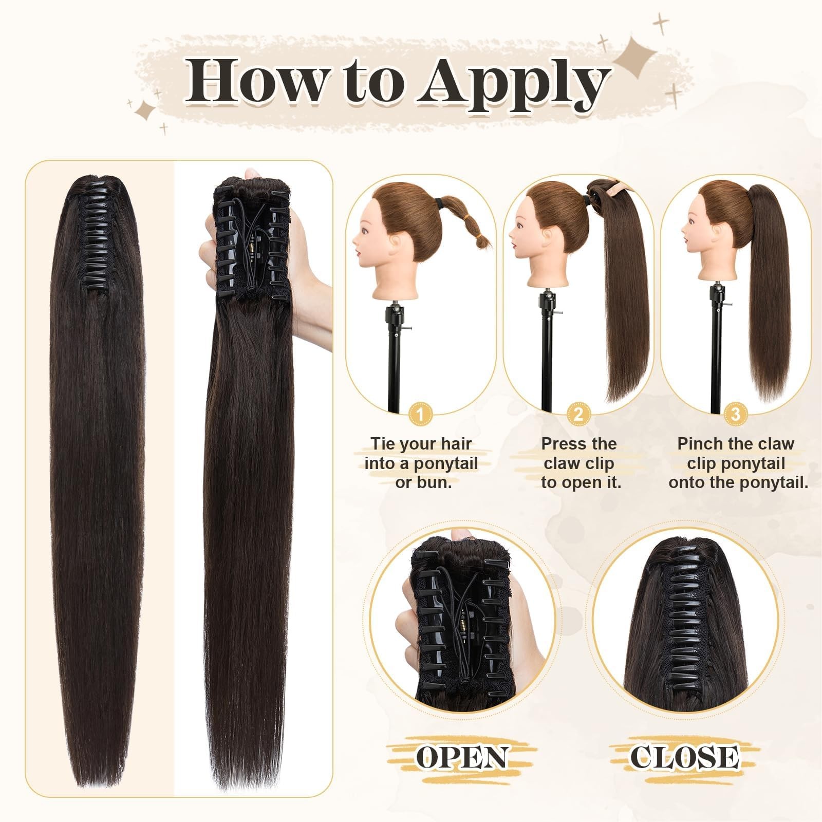 Segohair Human Hair Ponytail Extension Claw Clip Natural Look Soft 14-22 More