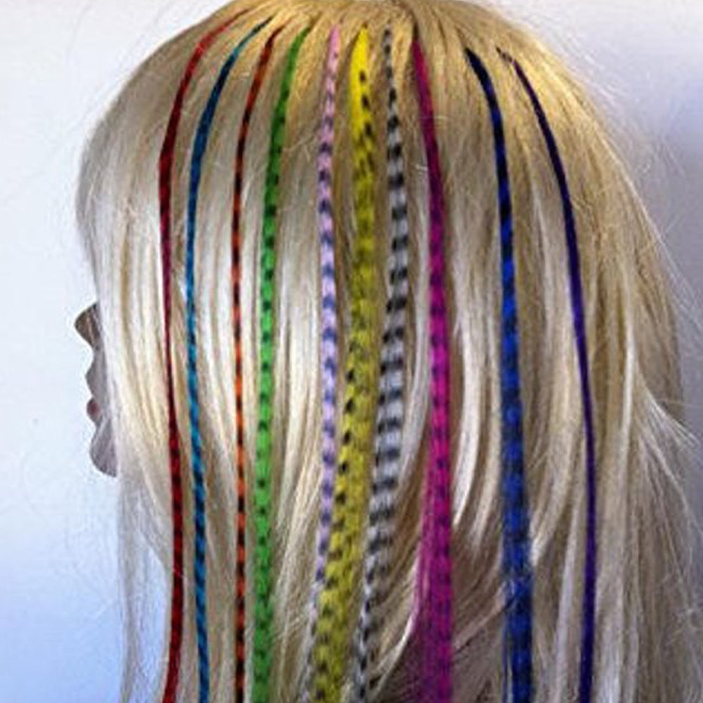 10 Individual Feathers 16 inches Long Rainbow Synthetic Hair 100% Real Extension