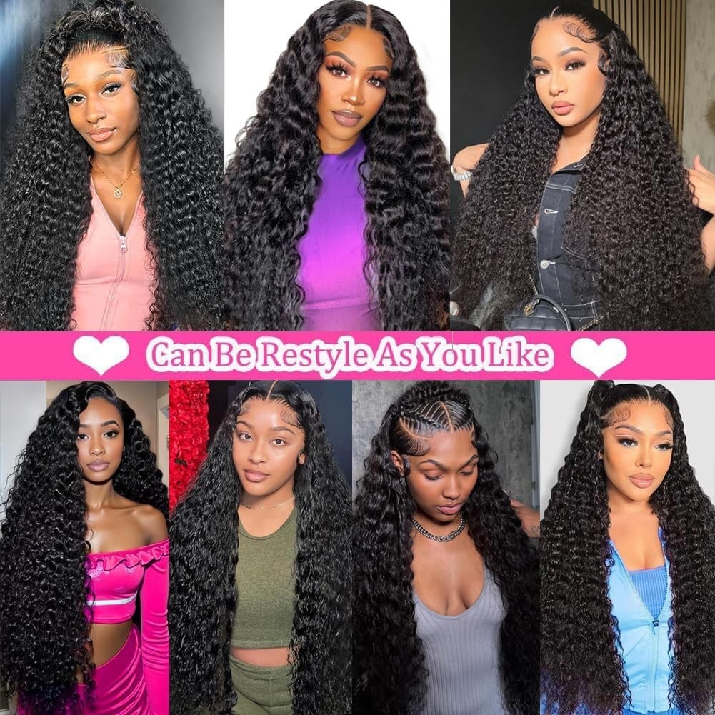 26 Inch 200 Density Deep Wave Lace Front Wig – HD Transparent, Pre-Plucked, Glue