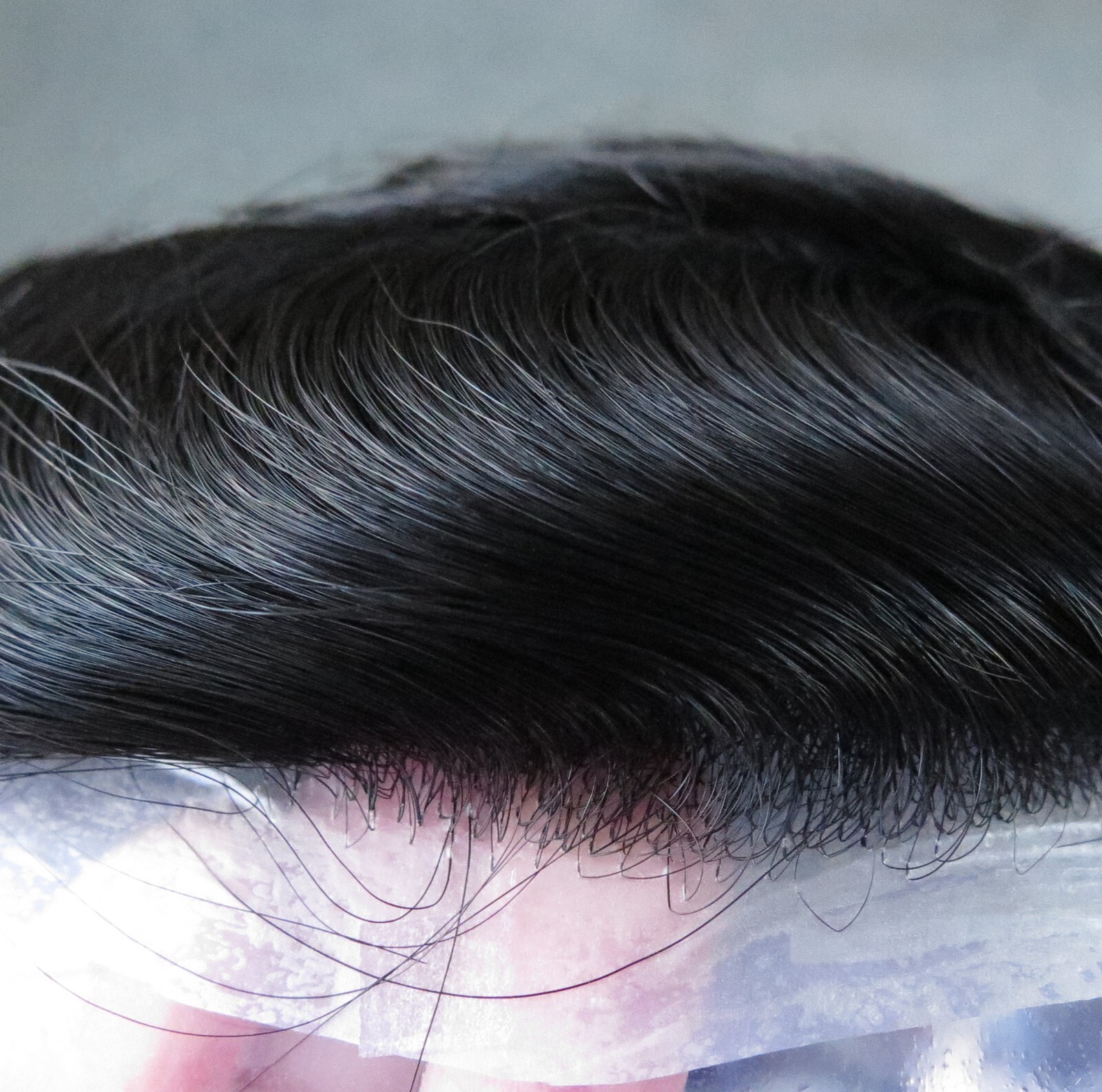 Toupee Mens Human Hair Thin Skin Hairpieces System Replecement Natural Jet BLACK