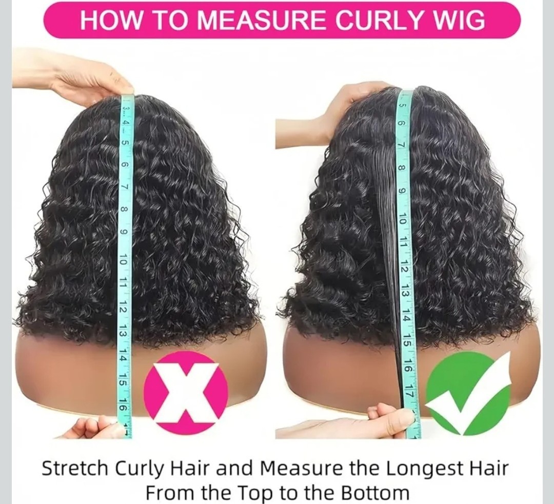 Human hair Water Wave Curly Half Wig 20in Adjustable Drawstring no glue Black