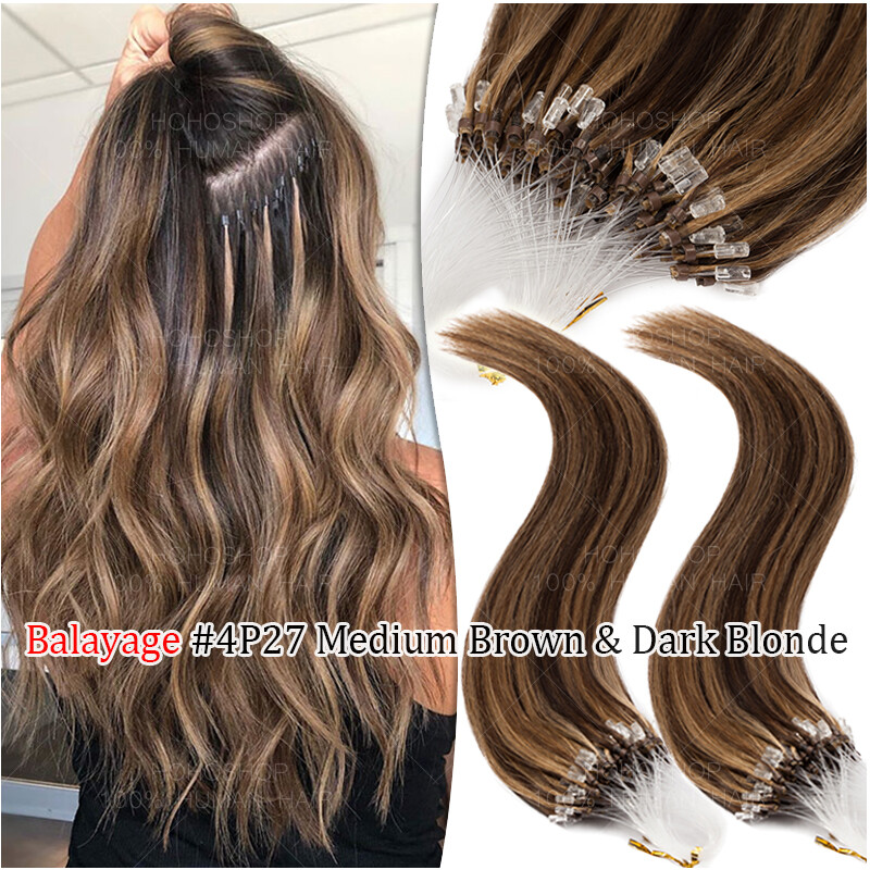 150g Real Thick Micro Ring Human Hair Extensions Loop Microlink Beads Tip 0.5/1g
