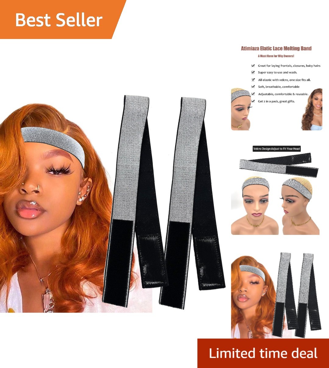 Effortless Lace Melting with 2 Adjustable Elastic Wig Bands – Silver Design