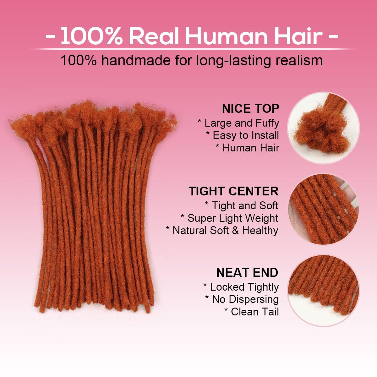Lounoke12 Inch 40 Strands Loc Extensions Human Hair 0.6Cm Pencle Size Dreadlock