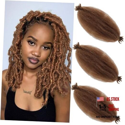 Springy Afro Twist Hair 3 Packs Pre Fluffed Marley Twist Braiding 8 Inch 30