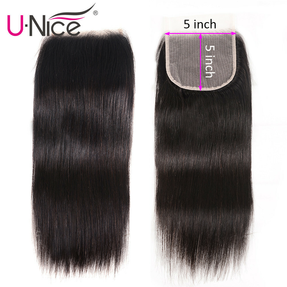 Mongolian Straight Human Hair Extension Bundles With HD Transparent Lace Closure