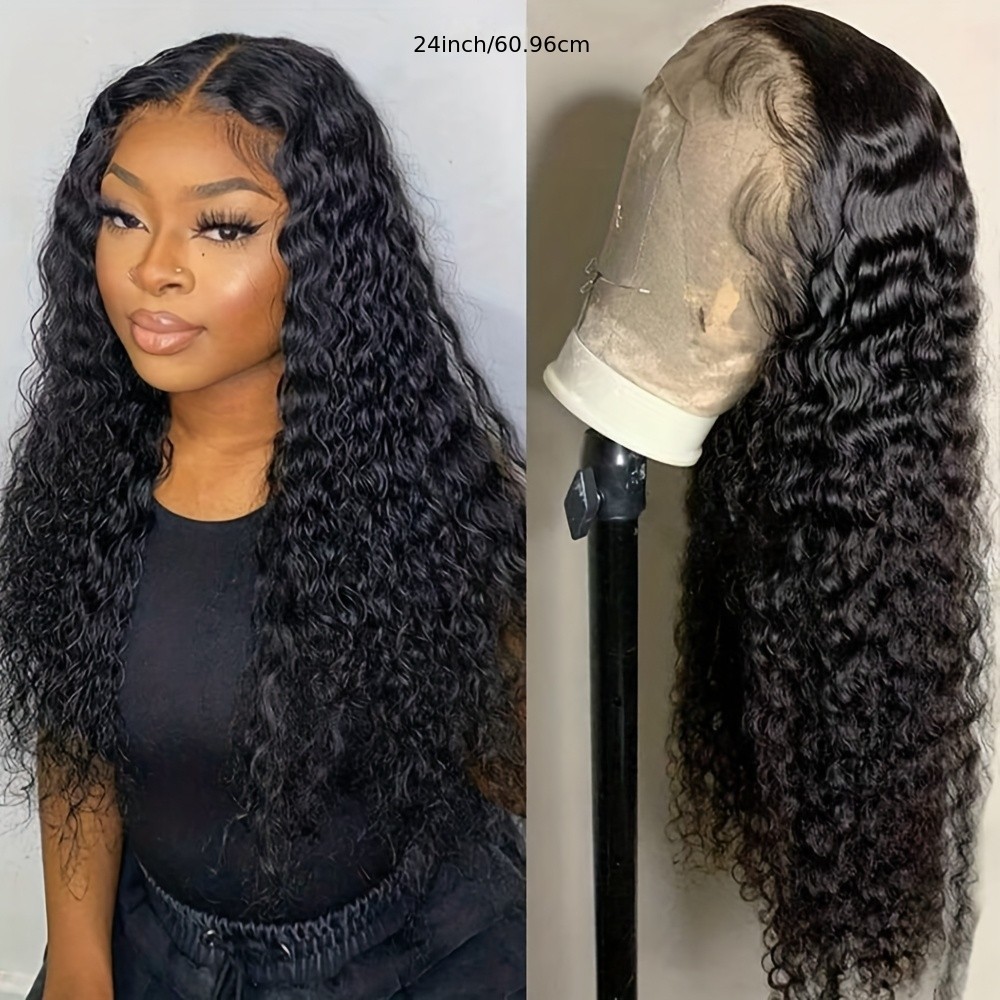 Long Loose Curly Wave Lace Front Wigs Pre Plucked Natural Black Color Glueless
