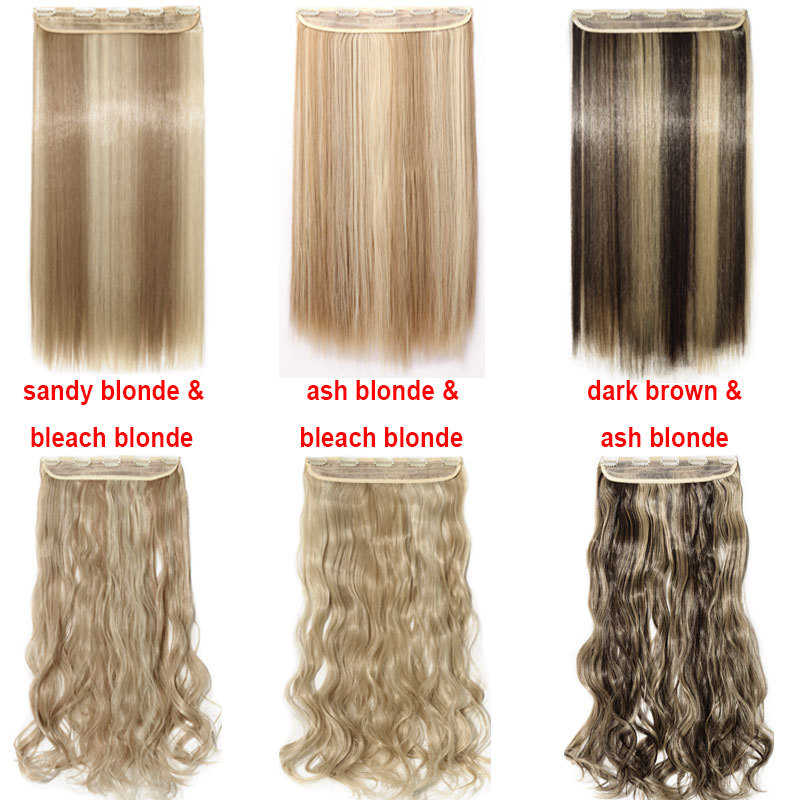 One Piece V-shape Wavy Curly Clip in Hair Extensions 5Clips Hairpiece Full Head