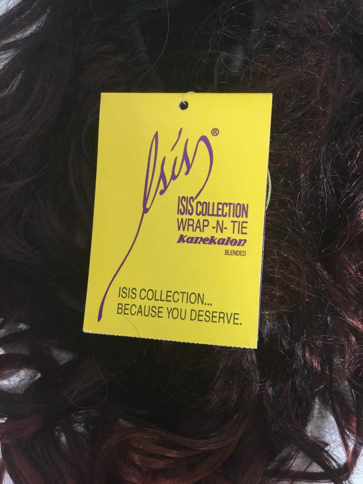 New! ISIS Collection Wrap-N-Tie Hairpiece Soft Curls Dark Brown /Red (6-ISS) NWT