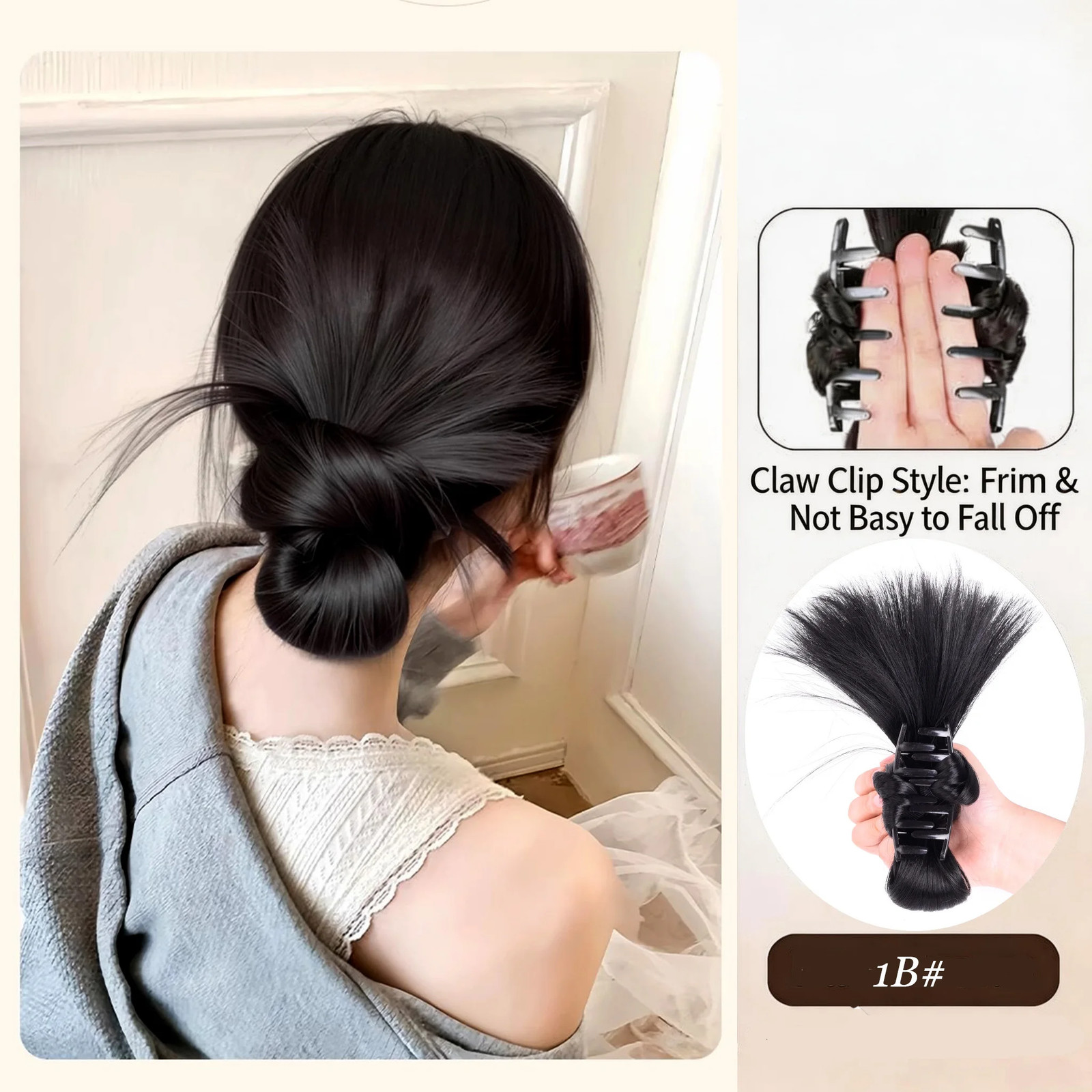 Natural Fluffy Claw Clip Chignon Lazy Bun Wig for Women Easy Wear Daily Use