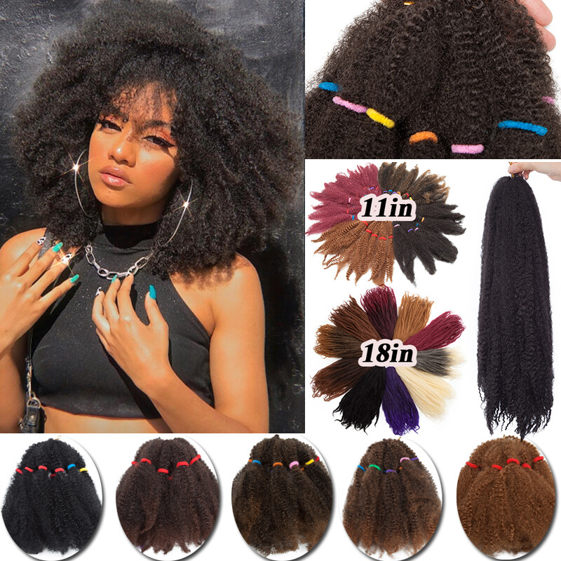 Afro Kinky Bulk Hair Extensions Curl Twist Crochet Braids 100% Natural As Human