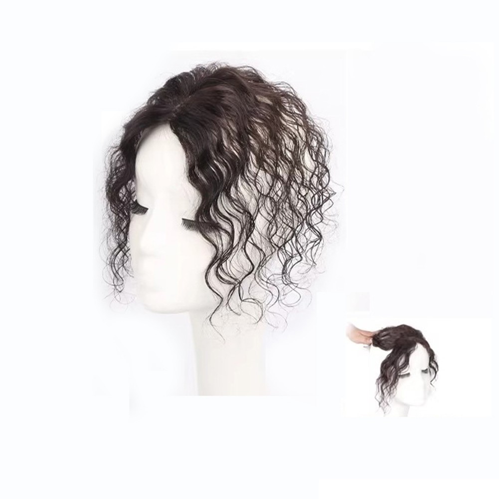 Short Fluffy Curly Wavy Clip In Human Hair Toppers For Thin Hair Top Replacement