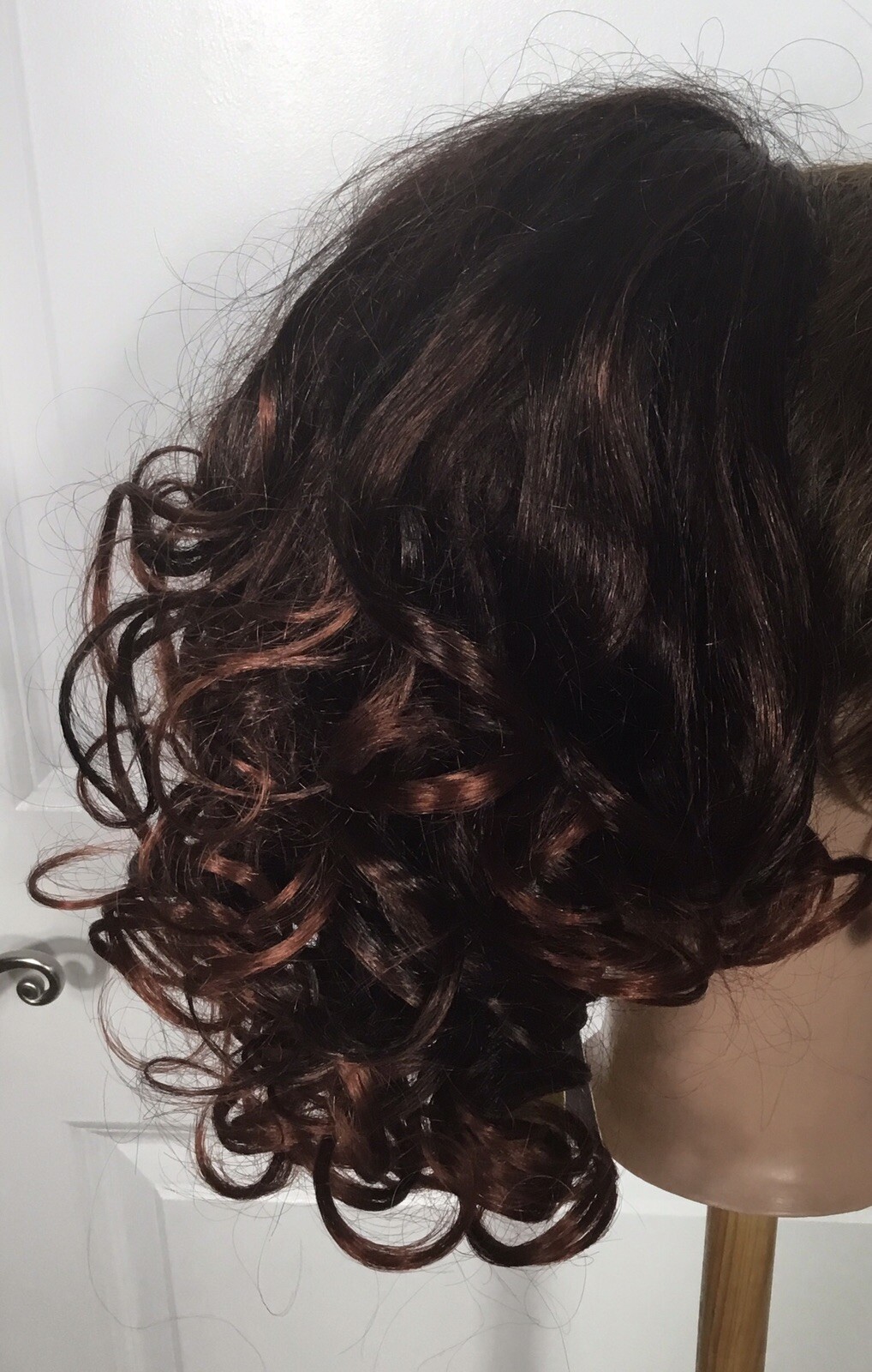 New! ISIS Collection Wrap-N-Tie Hairpiece Soft Curls Dark Brown /Red (6-ISS) NWT