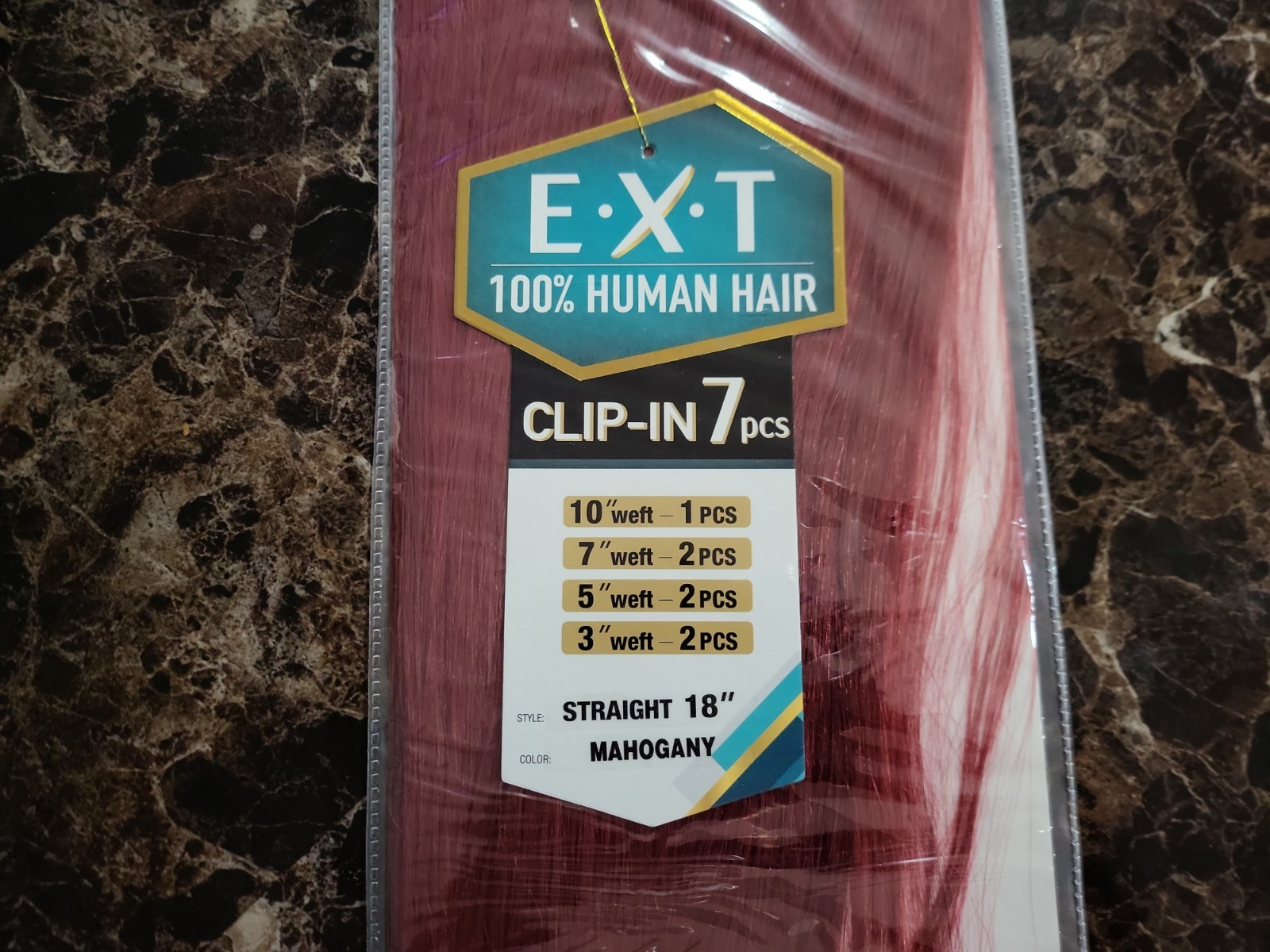 Shake-n-Go EXT 100% Human Hair 7 Piece Clip-In 18″ Mahogany