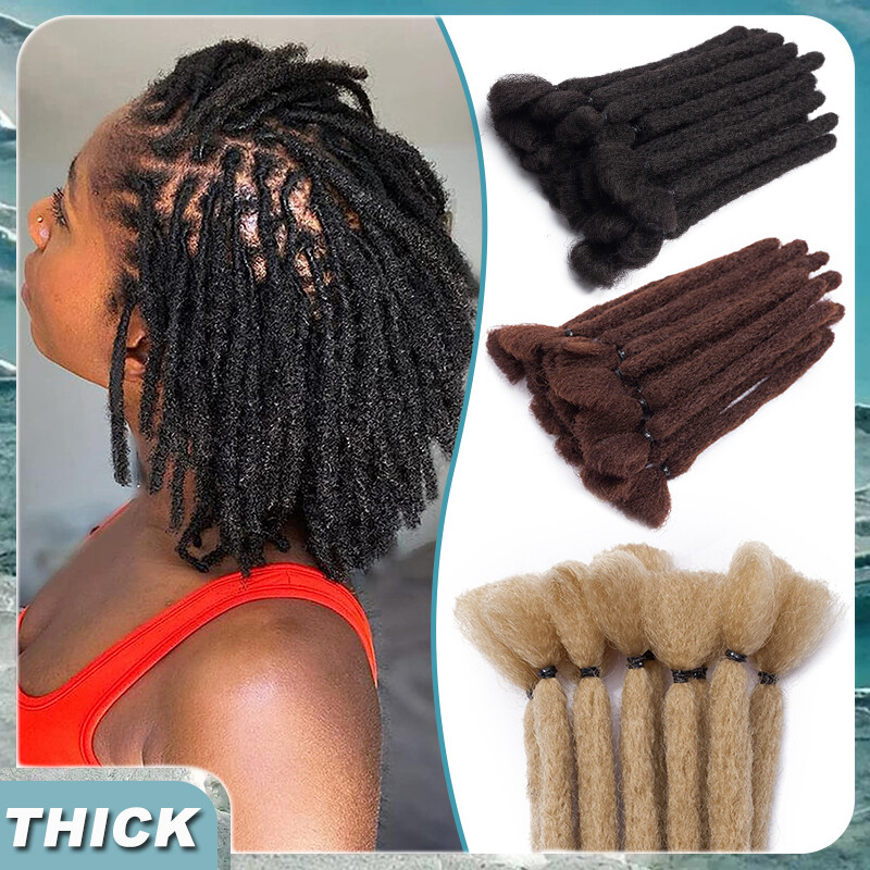 6″/12″ Handmade Dreadlocks Hair Crochet Extensions Soft Short Punk Dreads Black