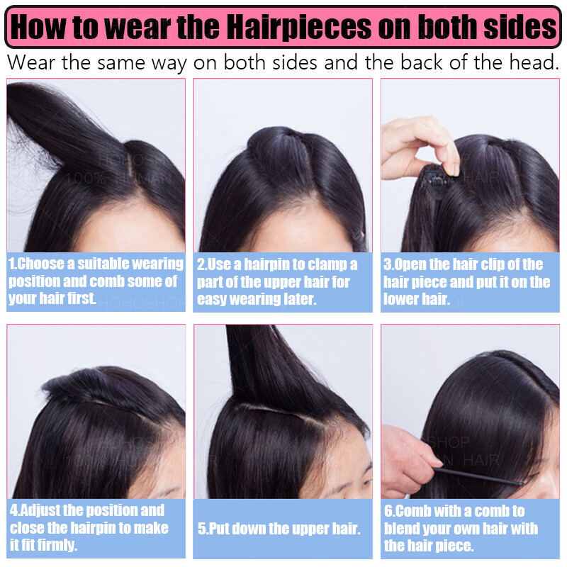 4in-12in Pad High Human Hair Root Clip In Real Hair Extensions Patches Hairpiece