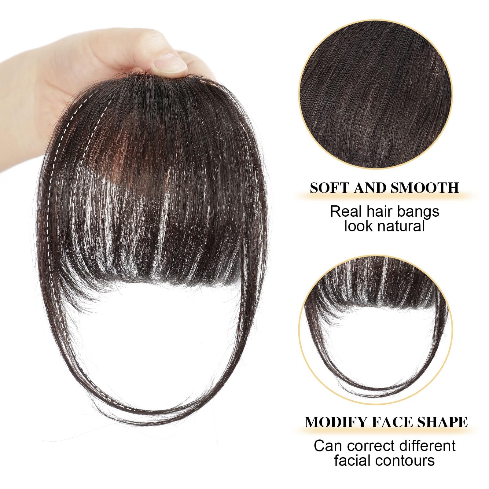 Clip in Bangs Real Human Hair Bangs Hair Clip Fringe with Temples Hairpieces …