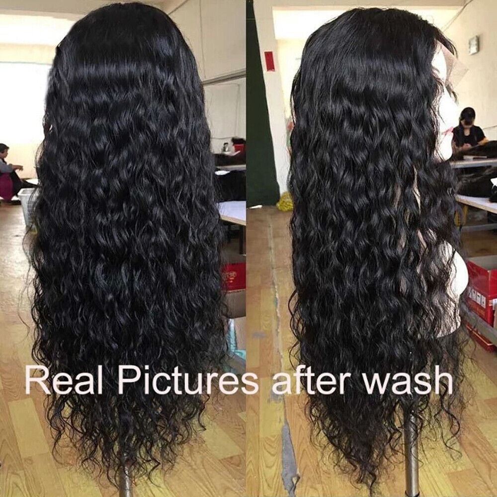 AA Hair Front Wig Womens Brazilian Human Long Curly Lace Wavy Hair Wigs US 2022