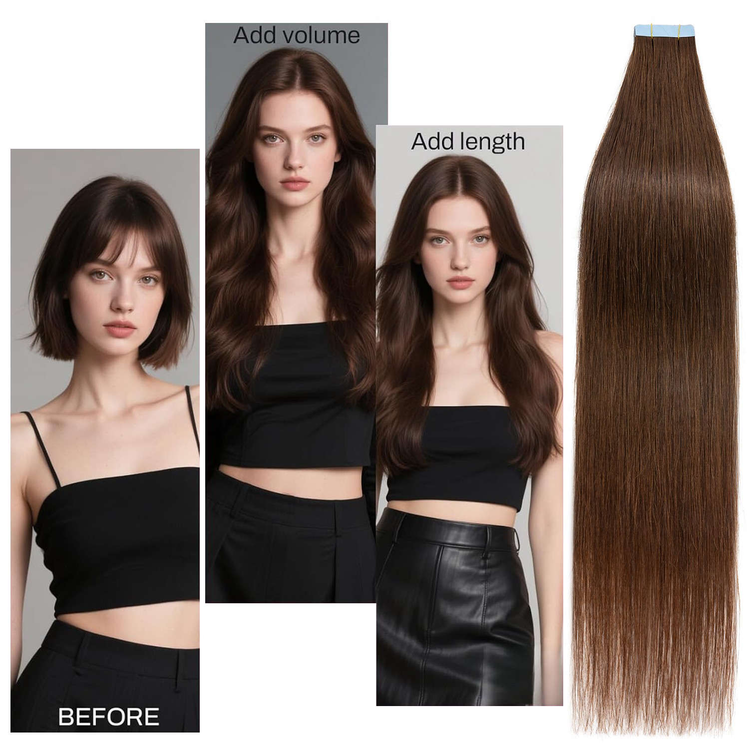 Ombre Thick Tape In Real Remy 100% Human Hair Extension Full Head Skin Weft 100G