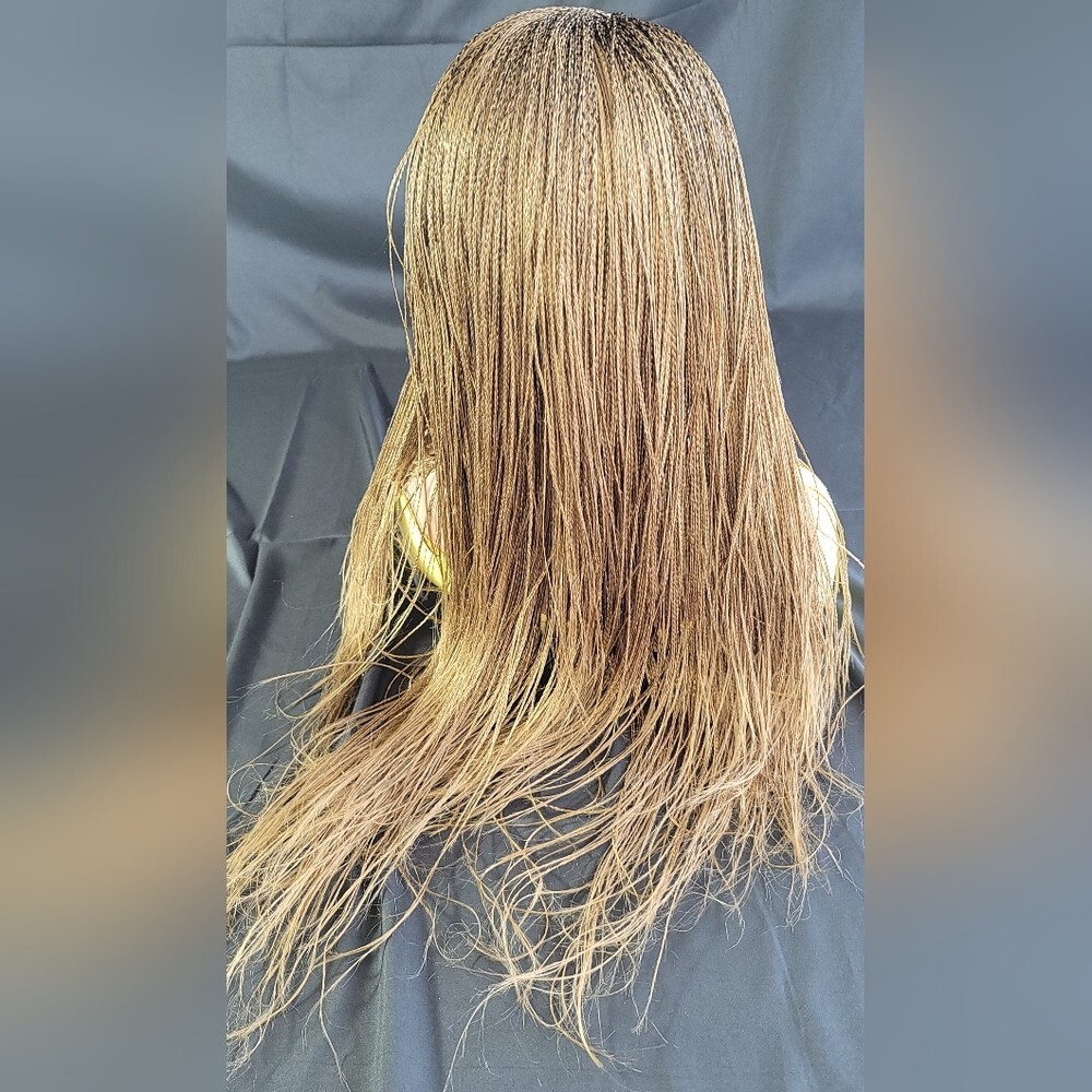 Braided Wig Full Lace Glueless 22″ Micro Braids #27 Ash Blonde Handmade NWT