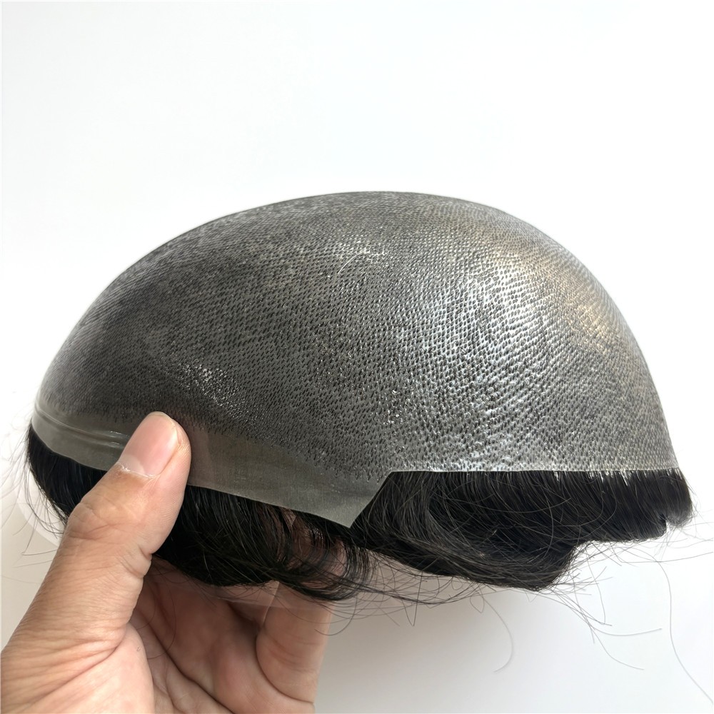 Ultra Thin Skin Mens Toupee Hairpiece Invisible PU Poly Hair Systems Replacement