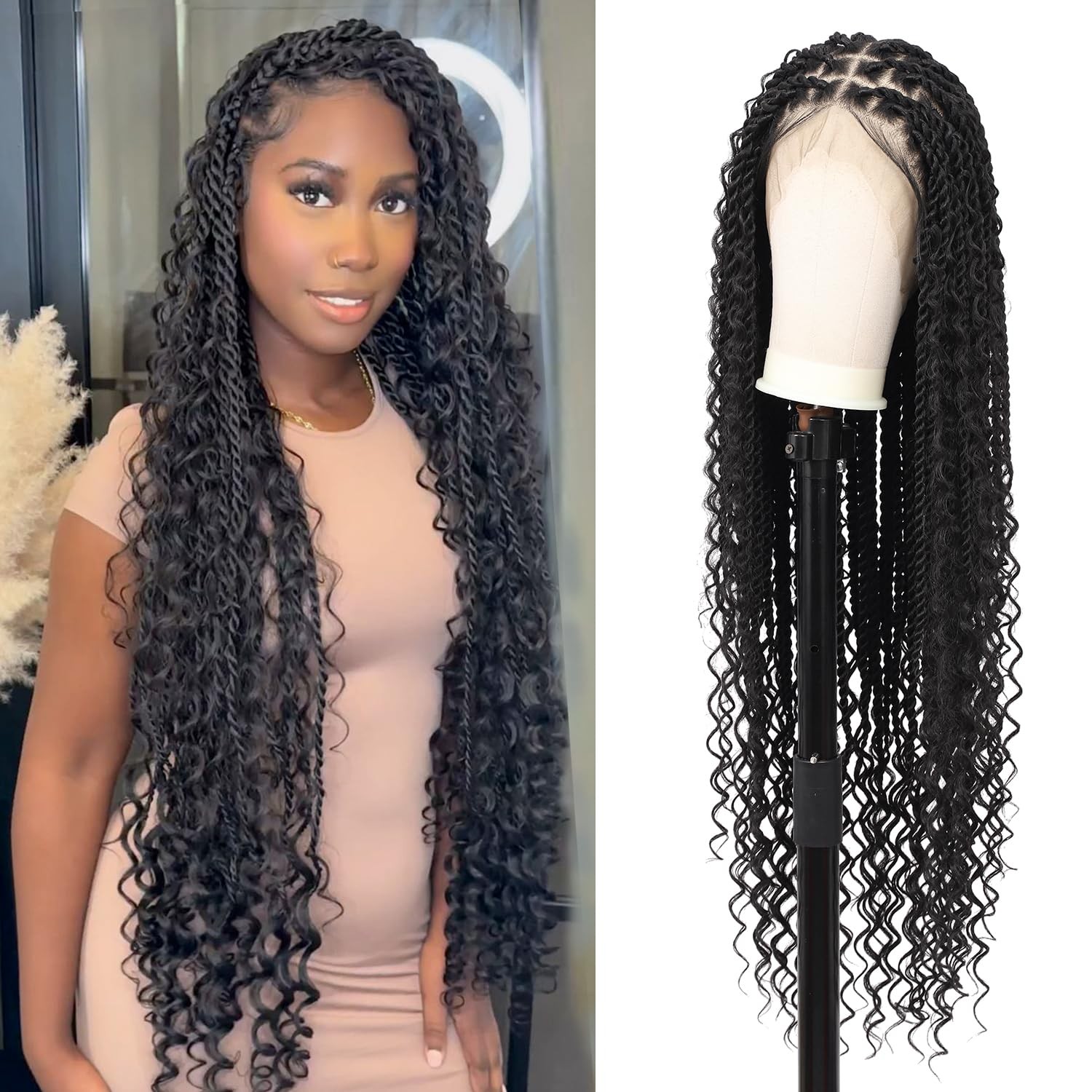 Olymei 360 Hd Full Lace Boho Braided Wigs For Women Twist Braided Wigs Baby