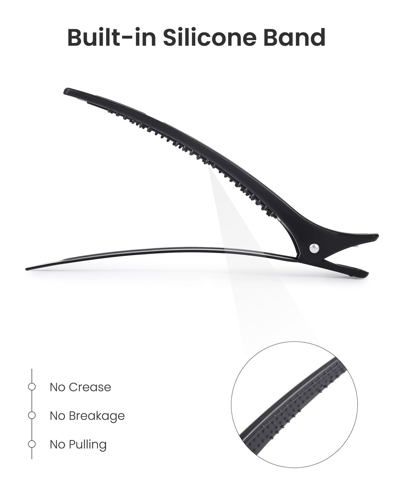 AIMIKE Extended Sectioning Hair Clips w/Built-in Silicone Band, 4.8″…