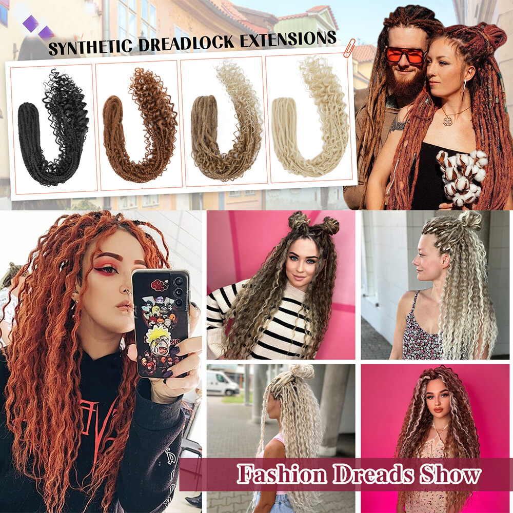 Brown Wool Dreadlocks Double Ended Dreads Extensions 22″ Folded Dreads Locs Wavy