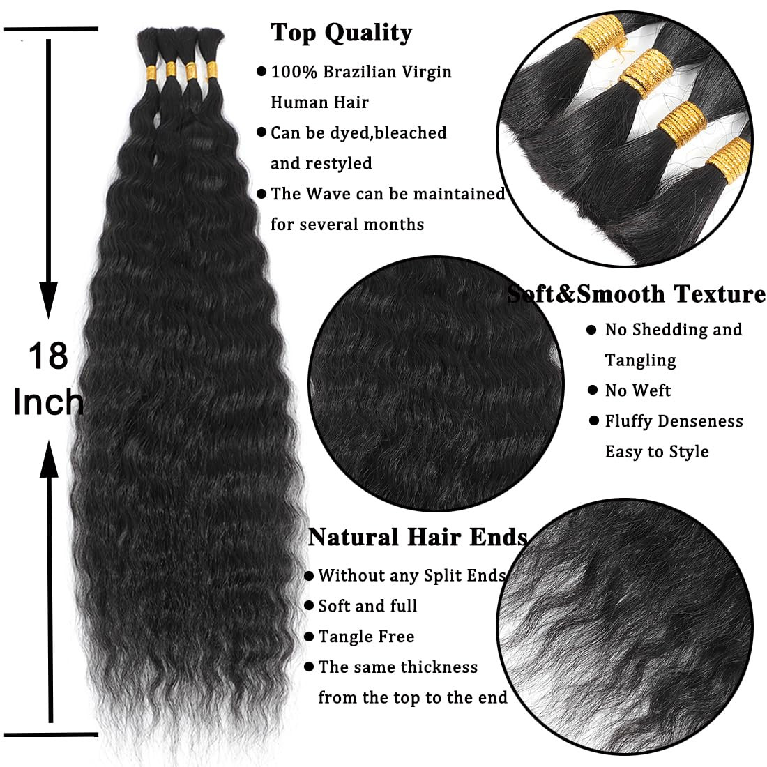 Super Wave Bulk Human Hair 100% Unprocessed Brazilian Virgin Human Hair Extensio