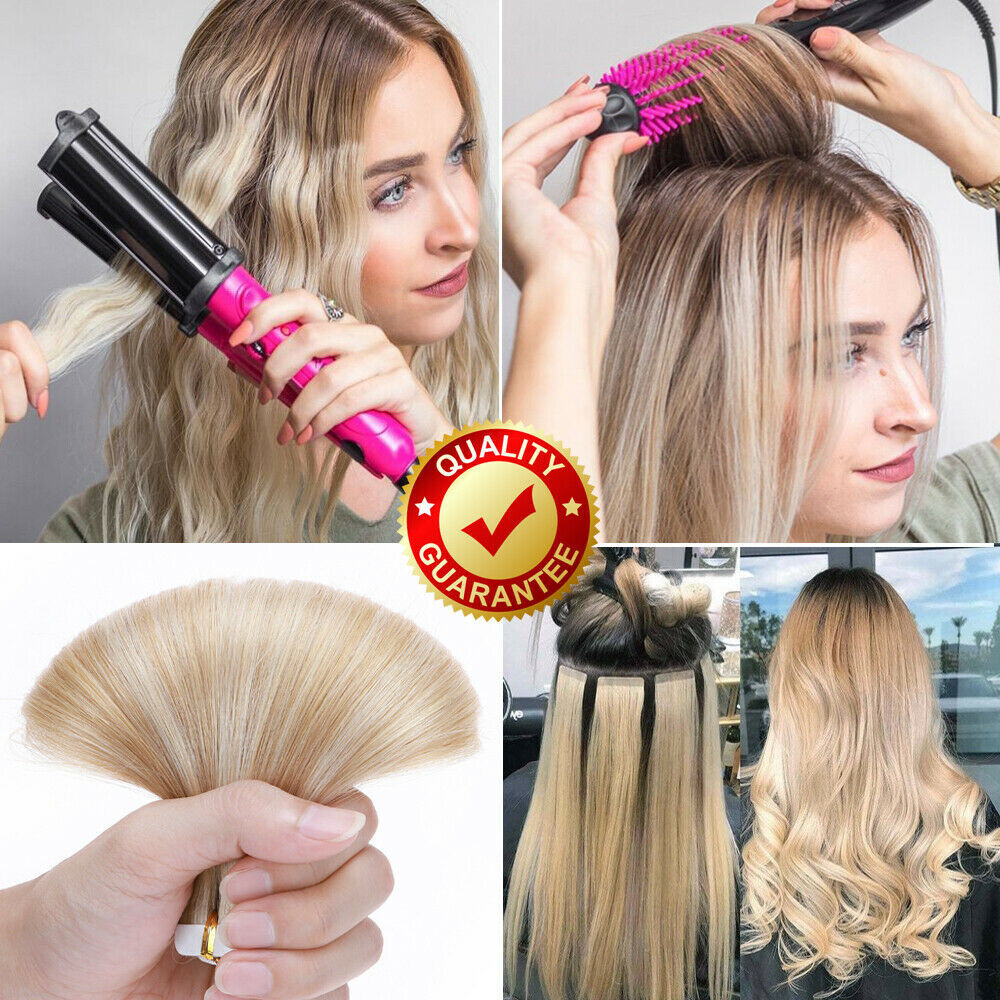 Tape-in Human Hair Extensions Skin Wefts Thick Remy Russian Hair Highlight Ombre