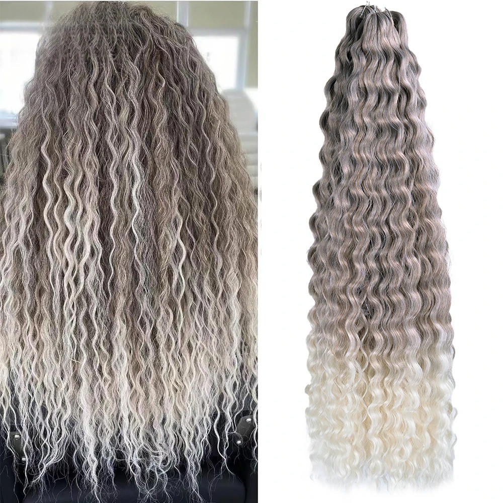 22Inch Ombre Blonde Ariel Curl Water Wave Synthetic Braiding Hair Extensions
