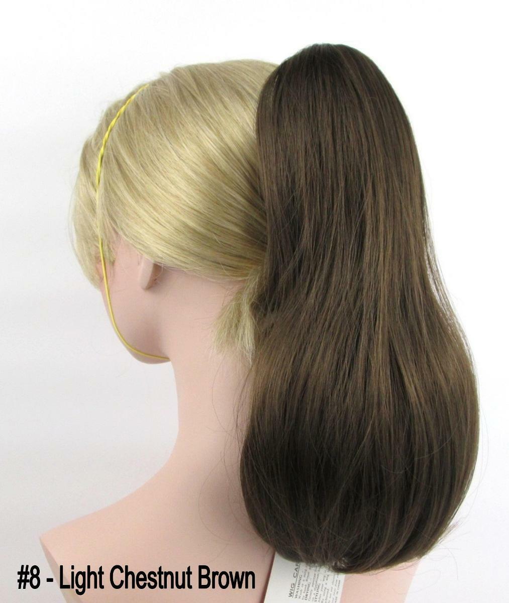 14″ LONG STRAIGHT HAIR PONYTAIL HAIRPIECE CLAW CLIP REVERSIBLE WAVY LOOK BRITNEY