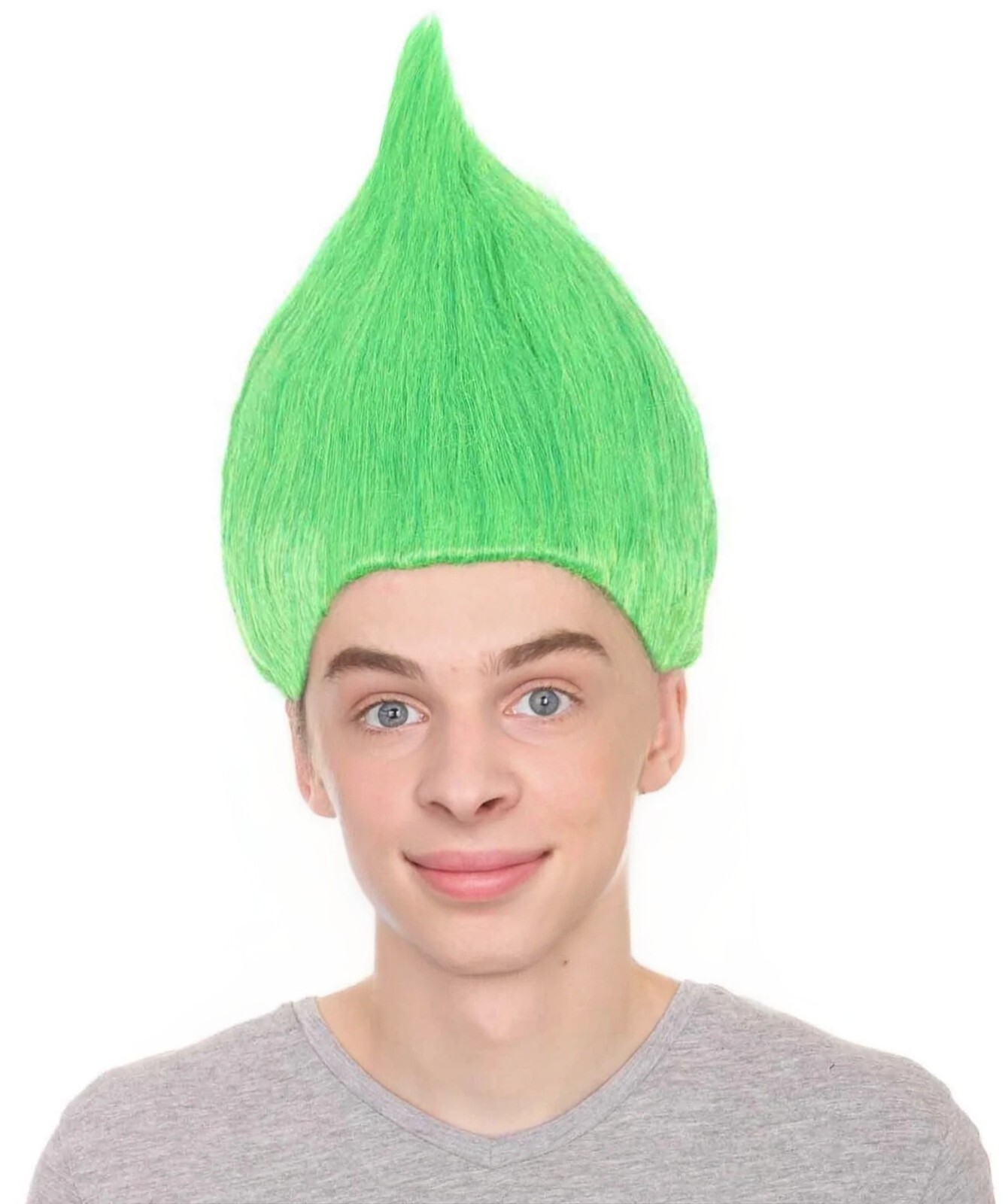 Men’s Green Standing Up Wig for Cosplay Trolls Style Costume Fancy Dress HM-089