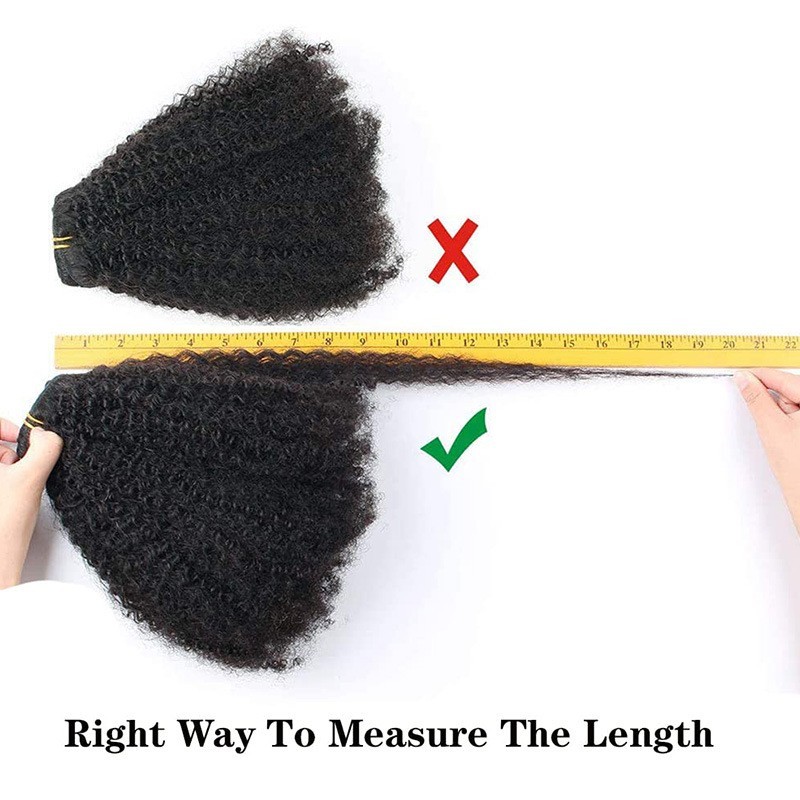 8-24″ Afro Kinky Curly Brazilian Human Hair Clip in Extensions Full Set Black