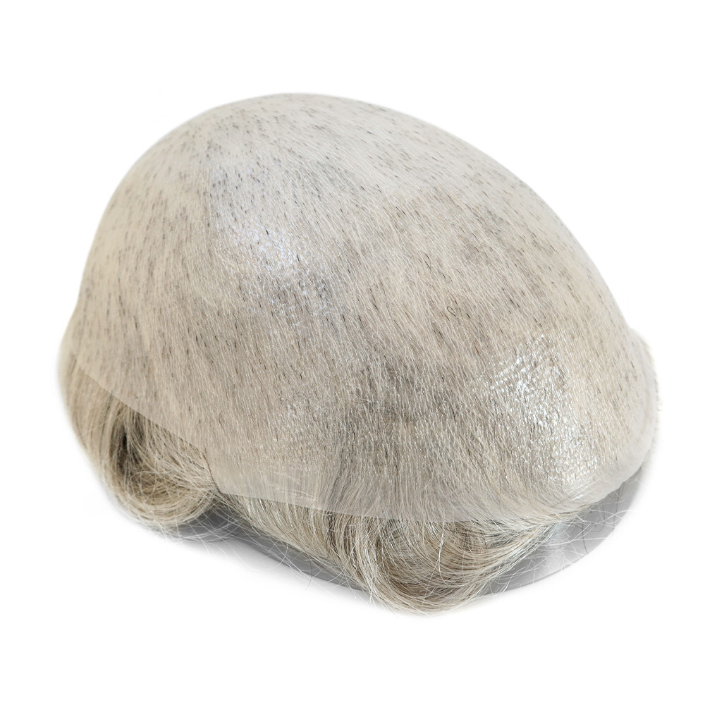 Mens Toupee Invisible 03mm Ultra Thin Skin Human Hair Replacement Hairpiece #580