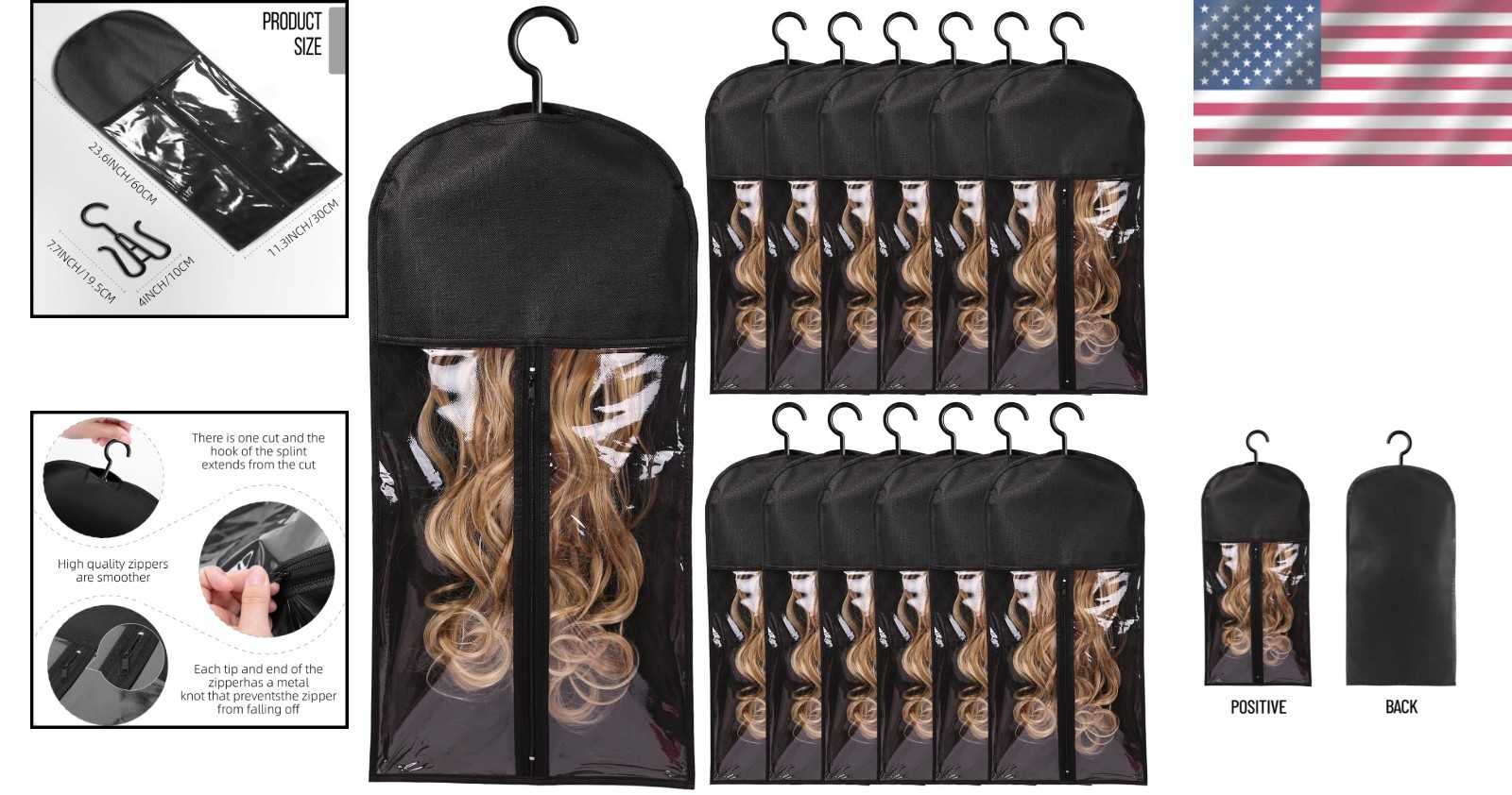 Dust-Proof Wig Storage Hanger, Set of 12