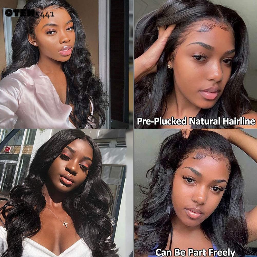 Long Body Wave Lace Front Wigs Heat Resistant Natural Black Wigs With Baby Hair
