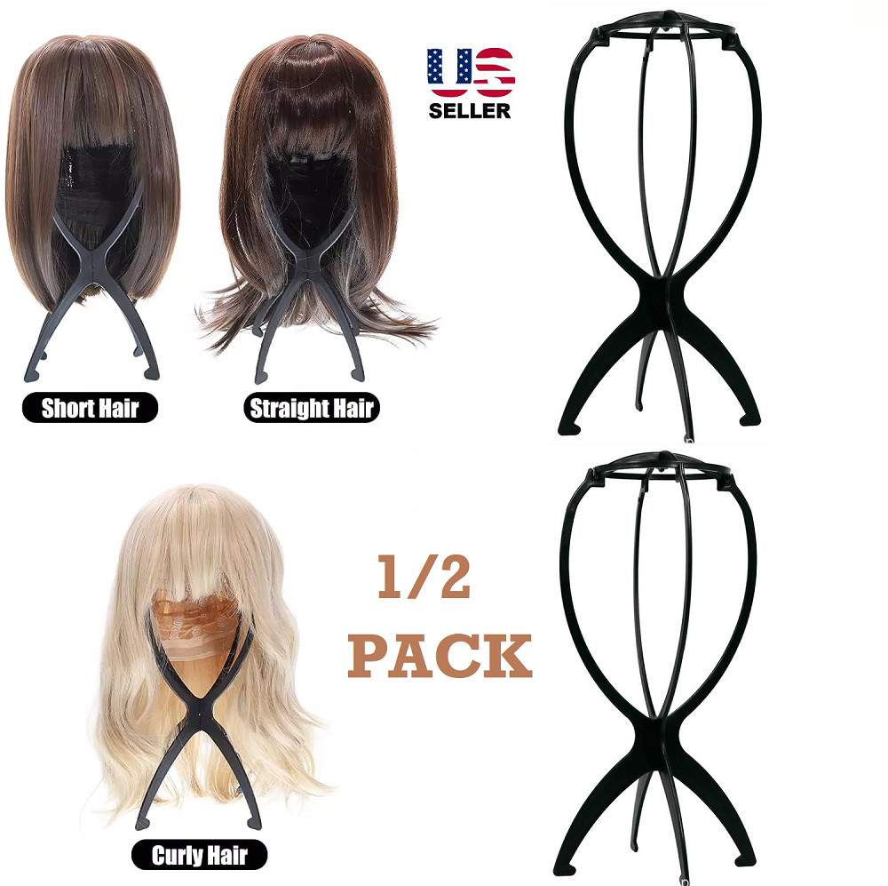 2× Hat Head Wig Stand lot Wig Stand Holder for Multiple Wigs Display Collapsible