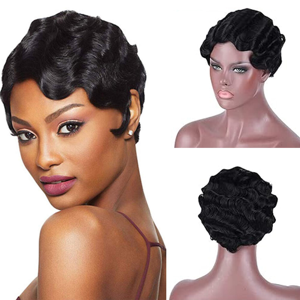 Retro Vintage Finger Wave Wigs for Lady Women Mommy 1920’s Party Wig Cosplay Wig