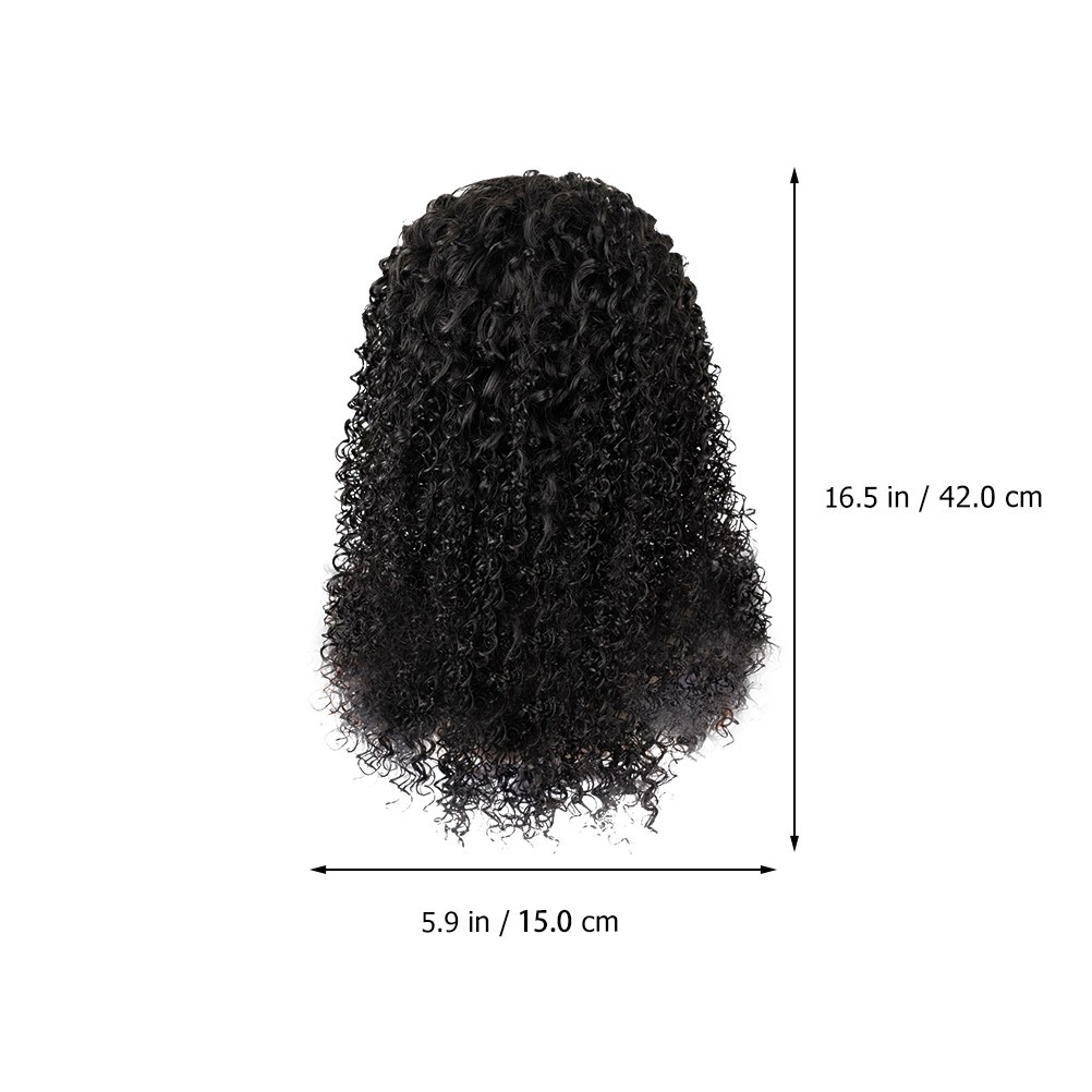 1Pcs Synthetic Long Curly Lace Wig Reusable Black Natural Look Cosplay