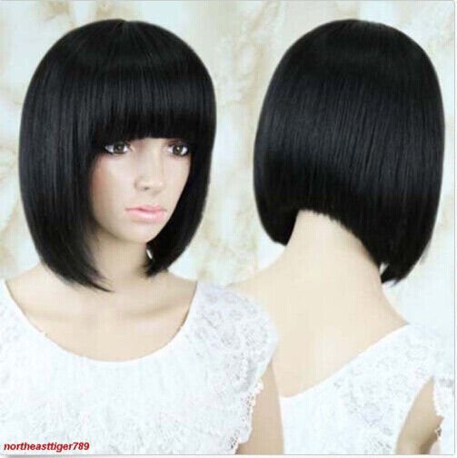 Women Girl Full Hair Wigs Anime Cosplay Party Costume Soft Bob Short Bang Wig US