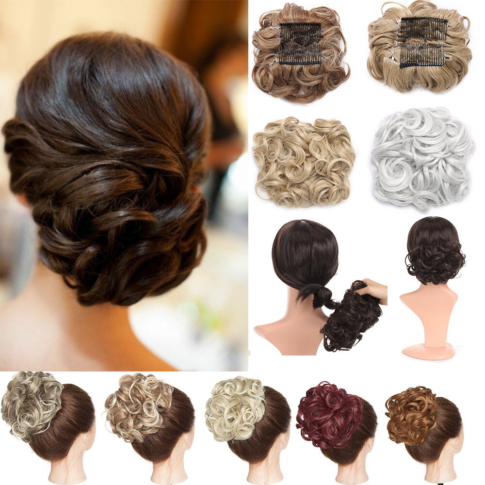 Bun Scrunchie Hair Extensions Updo Hairpiece For Woman Comb Clip in Chignon Wave