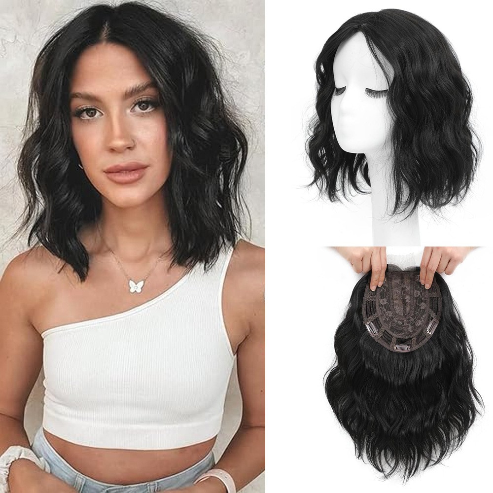 Hair Topper for Women12Inch Curly/Wavy Clip-In Synthetic Hairpiece for Thinning