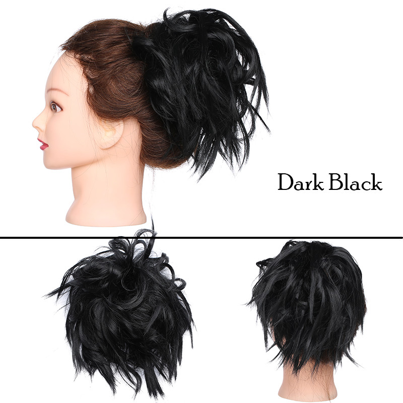100% Real Natural Curly Messy Bun Hair Piece Scrunchie Hair Extensions Ponytail