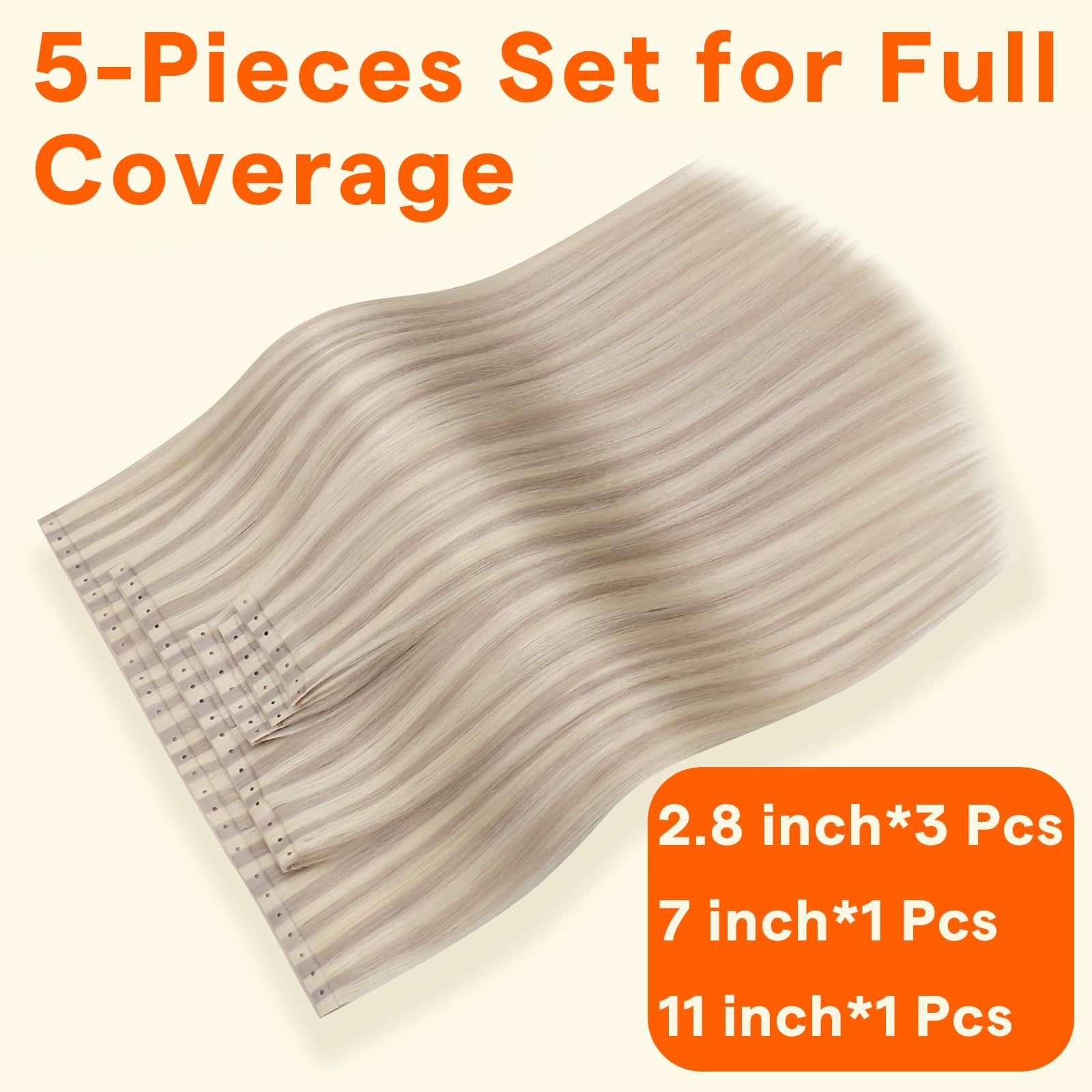 Full Shine Butterfly Weft Hair Extensions 24 Inch 100G 5 Pcs Ash Blonde