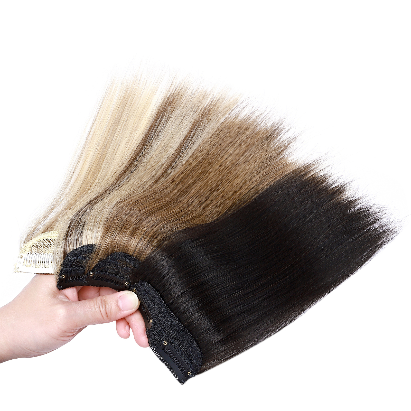 Short Mini Hair Pad Clip In Top/Side Real Remy Human Hair Extensions One Piece X