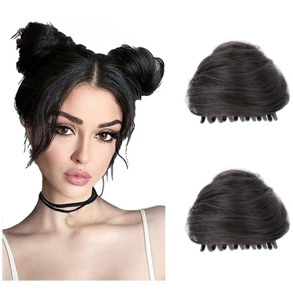 Bamboopack Cat Ears Hair Donut Chignon Claw Clip in Messy 8cm, Brown Dark